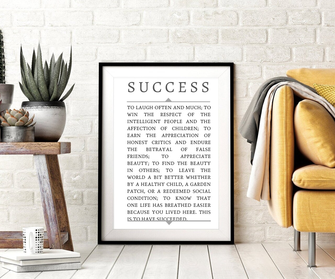 Ralph Waldo Emerson Success Quote Framed Wall Art or Canvas Print